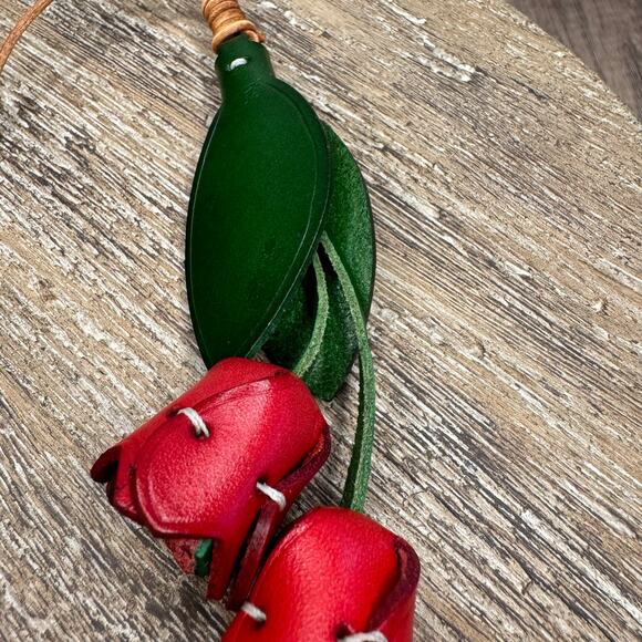 Genuine Leather Tulip Bag Charm Tulip Spring Flowers Leather Charm - Picture 5 of 6